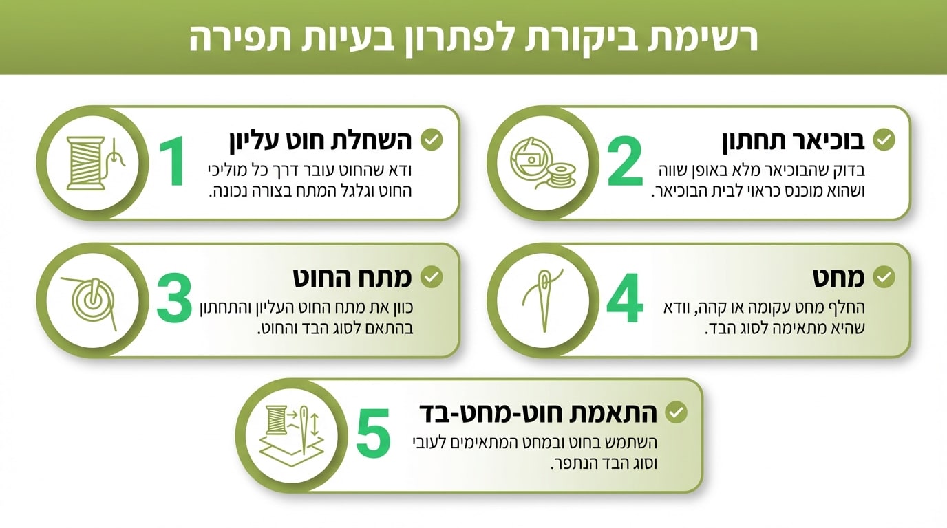 פתרון בעיית קיני חוט במכונת תפירה - השחלה נכונה