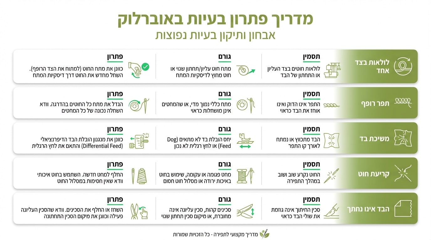 פתרון בעיות נפוצות באוברלוק - לולאות ותפר רופף